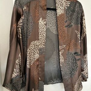 Chico's Brown Floral Kimono Jacket